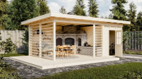 Беседка 18 с хозблоком Комфорт брус 44 мм