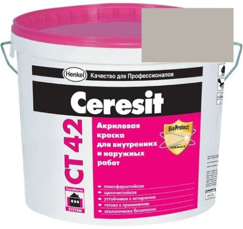 Краска акриловая фасадная Ceresit CT 42 15 л Etna 3