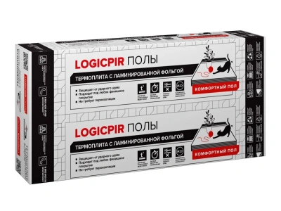 Упаковка плиты LOGICPIR с информацией о характеристиках