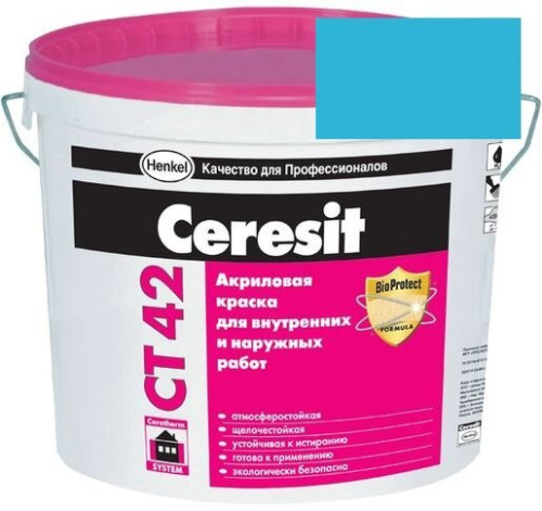 Краска акриловая фасадная Ceresit CT 42 15 л Pacific 5