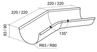 Угол желоба внутренний Grand Line 125/90, 90°, RR 32