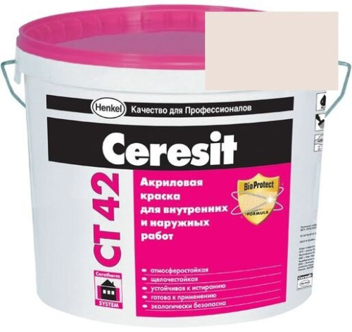 Краска акриловая фасадная Ceresit CT 42 15 л Madeira 1