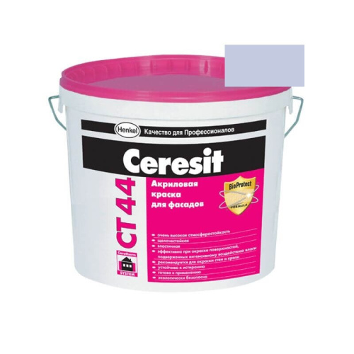 Краска фасадная акриловая CERESIT CT 44 колерованная Arctic 4 15 л