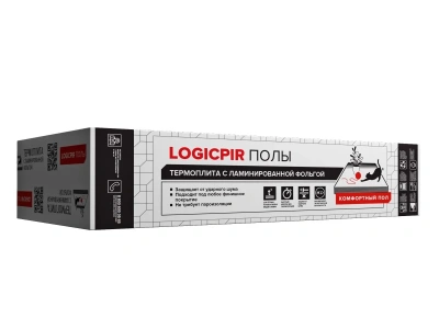 Упаковка плиты LOGICPIR с информацией о характеристиках