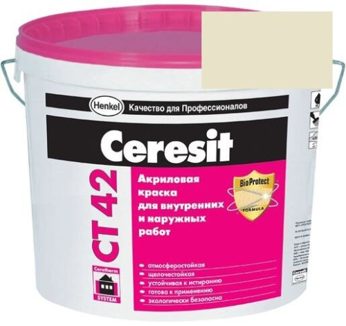 Краска акриловая фасадная Ceresit CT 42 15 л Sahara 2