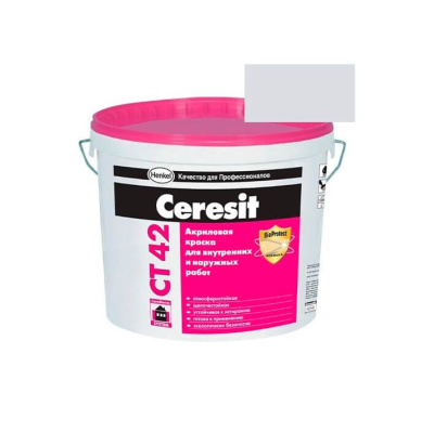 Краска акриловая CERESIT CT 42 колерованная Arctic 2 15 л