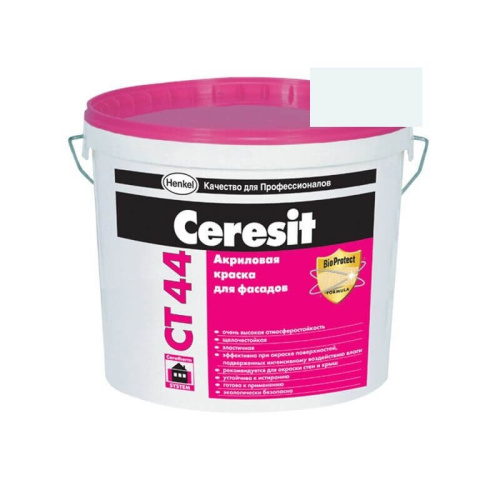 Краска фасадная акриловая CERESIT CT 44 колерованная Adriatic 1 15 л