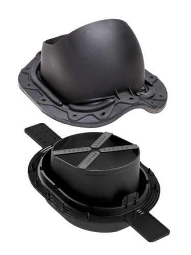 Проходной элемент для металлочерепицы Vilpe Muotokate 2К, D=110-160 мм, RAL 9005, черный