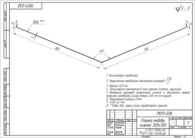 Планка ендовы нижней Grand Line 300х300х2000 мм 0,45 PE с пленкой RAL 7024