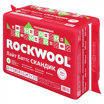 Утеплитель Rockwool Лайт Баттс Скандик, 800x600 100мм (2.88м2)