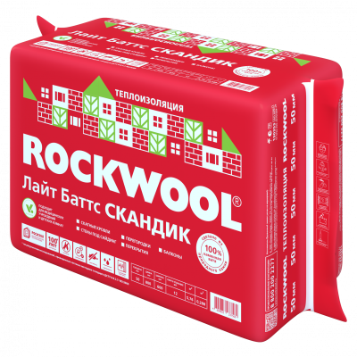 Утеплитель Rockwool Лайт Баттс Скандик, 800x600 100мм (2.88м2)
