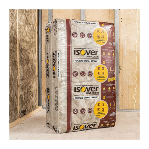 Минеральный утеплитель Isover тёплые стены стронг, 1000х610х50 мм (6,1м2) Минеральный утеплитель Isover тёплые стены стронг, 1000х610х50 мм (6,1м2)