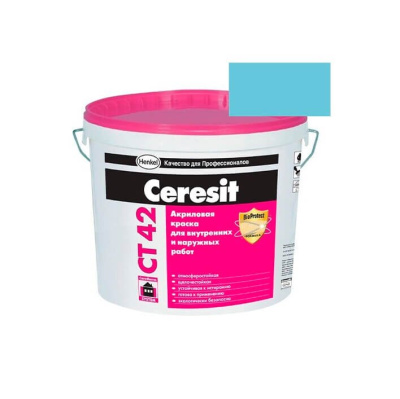 Краска акриловая CERESIT CT 42 колерованная Adriatic 5 15 л