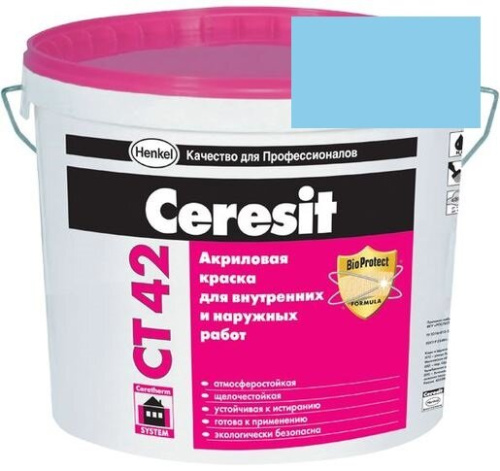 Краска акриловая фасадная Ceresit CT 42 15 л Pacific 4
