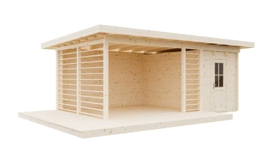 Беседка 18 с хозблоком Комфорт брус 44 мм