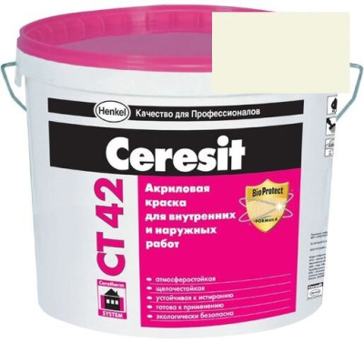 Краска акриловая фасадная Ceresit CT 42 15 л Sahara 1