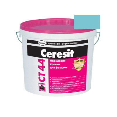 Краска фасадная акриловая CERESIT CT 44 колерованная Adriatic 6 15 л
