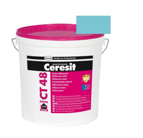 Краска фасадная силиконовая CERESIT CT 48 колерованная Adriatic 6 15 л