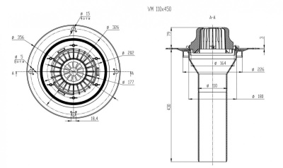 Воронка кровельная FACHMANN VM, 110x450 мм