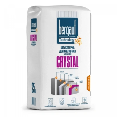 Штукатурка декоративная Bergauf Crystal камешковая зерно 1-1,5 мм, 25 кг