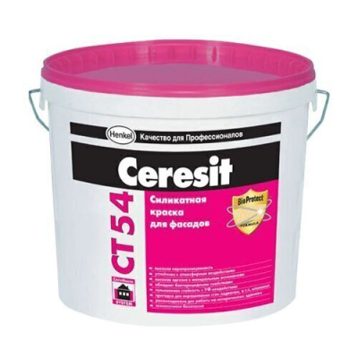 Краска фасадная силикатная Церезит СТ 54 транспарентная база 15 л