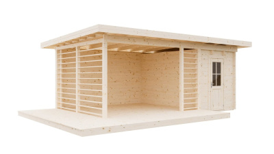 Беседка 18 с хозблоком Стандарт брус 44 мм