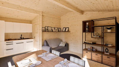 Дачный дом 21 двойной брус Комфорт брус 44 мм