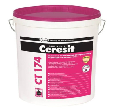 Штукатурка силикатно-силиконовая Церезит CT 174 камешковая 1,5 мм C 25 кг