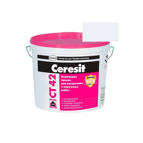 Краска акриловая CERESIT CT 42 колерованная Arctic 1 15 л
