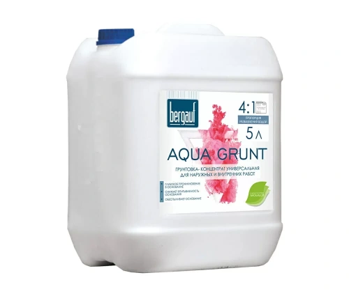 Грунтовка- концентрат универсальная для наружных и внутренних работ BERGAUF Aqua Grunt 5 л