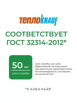 Мат минераловатный KNAUF TR 040 ТеплоKNAUF Для Перекрытий, 7380х1220х100 мм, 9.004 м2