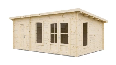 Садовый дом 21 с хозблоком Комфорт брус 44 мм