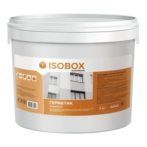 Герметик акриловый для швов ISOBOX, белый, 7 кг