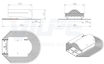 Аэратор кровельный Vilpe Huopa KTV, RAL 8004, кирпичный