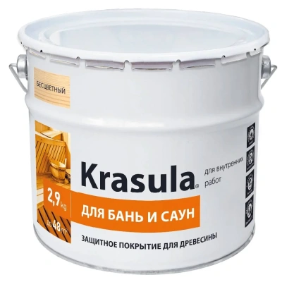 Состав защитно-декоративный Krasula для бань и саун, 2,9 кг