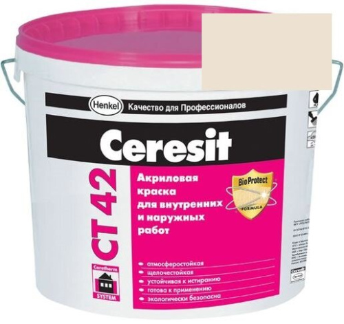 Краска акриловая фасадная Ceresit CT 42 15 л Africa 2