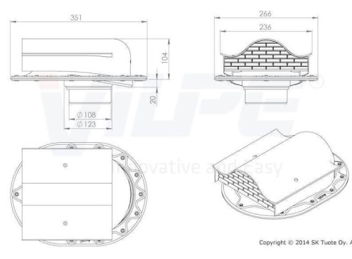 Аэратор кровельный Vilpe Classic-KTV, RAL 9005, черный
