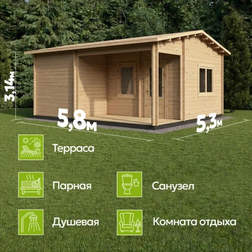 Баня 27 Комфорт, брус 44 мм