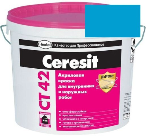 Краска акриловая фасадная Ceresit CT 42 15 л Pacific 6