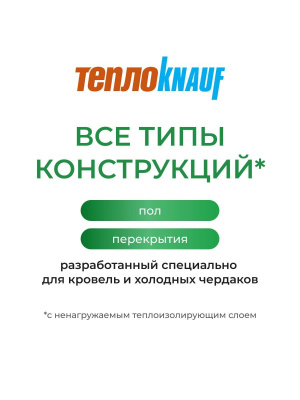 Мат минераловатный KNAUF TR 040 ТеплоKNAUF Для Перекрытий, 7380х1220х50 мм, 18,007 м2