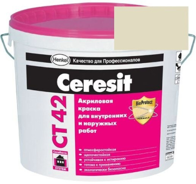 Краска акриловая фасадная Ceresit CT 42 15 л Sahara 4