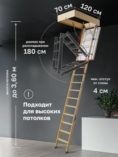 Чердачная лестница Docke PREMIUM TERMO LONG 70х120х363