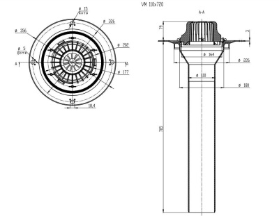 Воронка кровельная FACHMANN VM, 110x720 мм