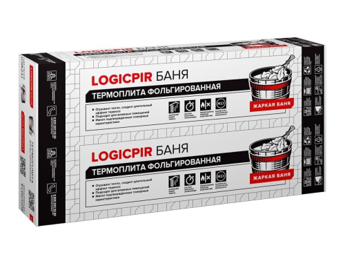 Плита теплоизоляционная LOGICPIR Баня ТЕХНОНИКОЛЬ Ф/Ф Г1 L-1190х590х50 мм, L-кромка Плита теплоизоляционная LOGICPIR Баня ТЕХНОНИКОЛЬ Ф/Ф Г1 L-1190х590х50 мм, L-кромка