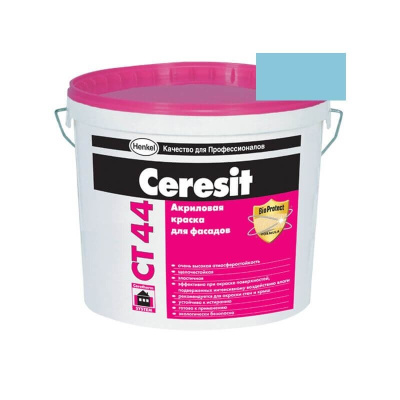 Краска фасадная акриловая CERESIT CT 44 колерованная Adriatic 5 15 л