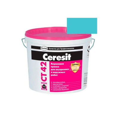 Краска акриловая CERESIT CT 42 колерованная Adriatic 6 15 л