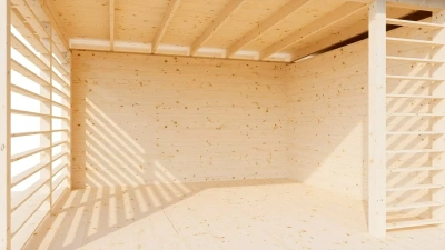 Беседка 18 с хозблоком Комфорт брус 44 мм