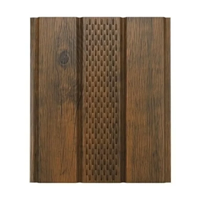 Софит металлический с центральной перфорацией AQUASYSTEM 303х2400 мм Printech Naive Maroon Темное Дерево