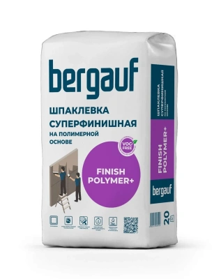 Шпатлевка суперфинишная на полимерной основе Bergauf Finish Polymer+ 20 кг