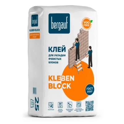 Смесь сухая клеевая для укладки ячеистых блоков Bergauf Kleben Block 25 кг
